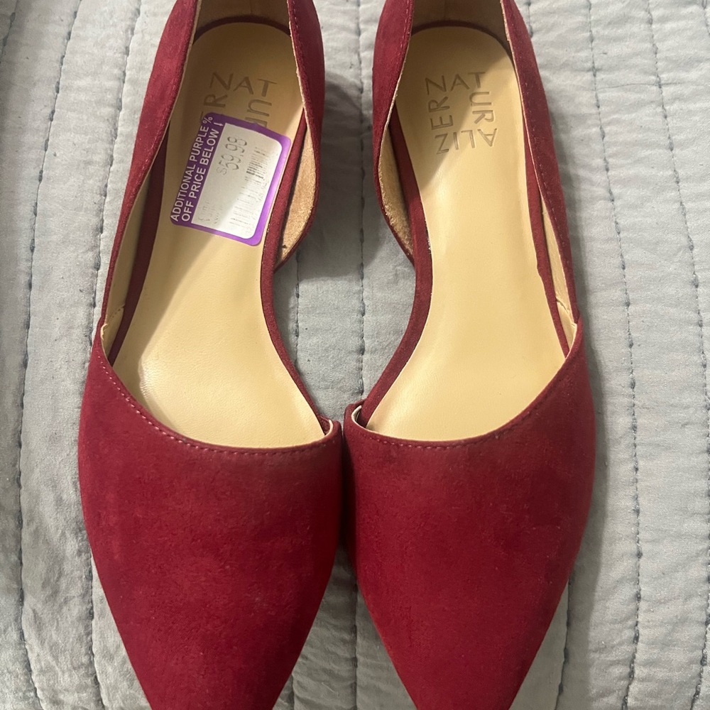Naturalizer Red Flats Suede Slip-On Comfort